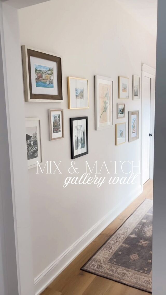 I am loving the vibe of the asymmetrical mix & match kinda gallery wall look…and honestly it is perfect for all of our pictures that didn’t really have a place to go since we moved into this house!  The hallway to the office was completely bare so I wanted to do something to cozy it up some…and this was really the perfect solution for both of those issues.

I figured since the goal was for it to look asymmetrical, that I really didn’t need to overthink the placement. I started with the biggest one in the middle and the sides, so make sure I had enough space for them. From there I just tried to maintain similar spacing between each frame and keep similar frames from being right next to each other. I love that I can definitely still add to this wall and keep it growing, too!

What do you think, do you like the mix & match vibe or are you more of a symmetrical person?

#homedecor #gallerywall #photogallery #homeinspo #homeideas #picturewall